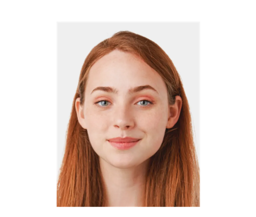 AI-processed passport photo result with background replacement